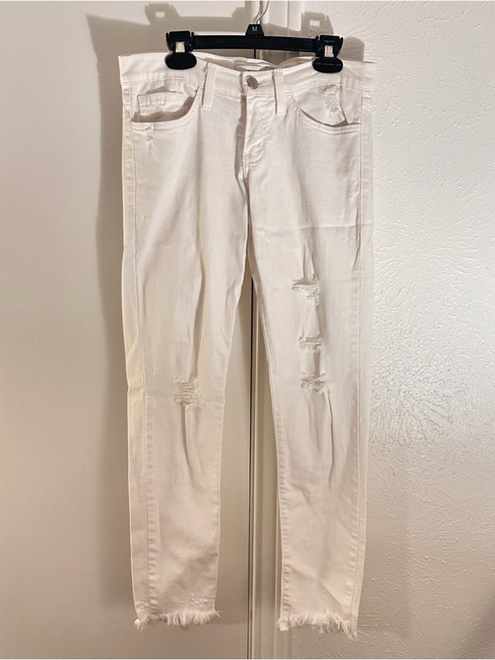 White Women's Jeans Nordstrom Flying Monkey Distressed Cut Off Classic Slim Fit